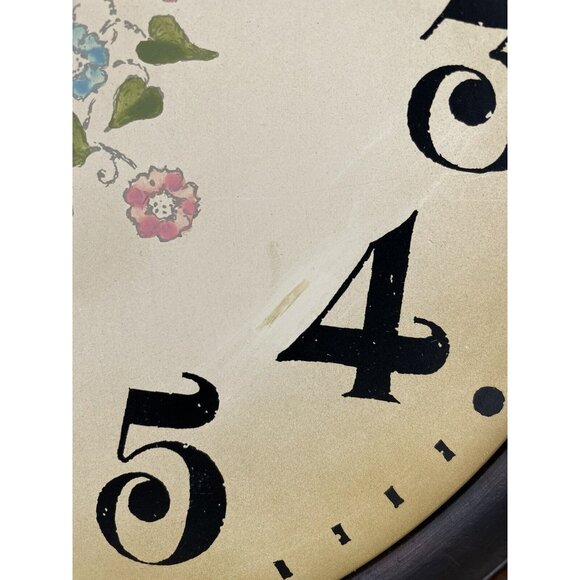 Vintage New England Clock Co Wood glass Wall Clock 20" flowers - Picture 5 of 16